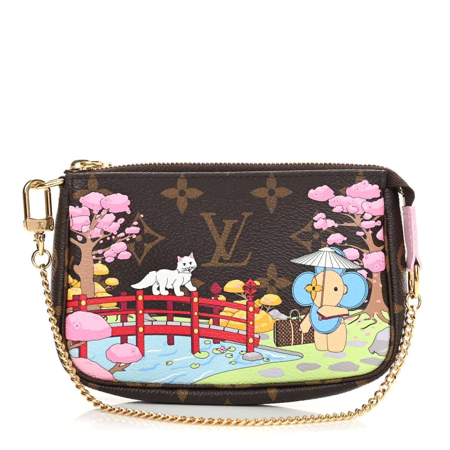 Monogram 2021 Christmas Animation Japanese Garden Mini Pochette Accessories Wisteria Pink