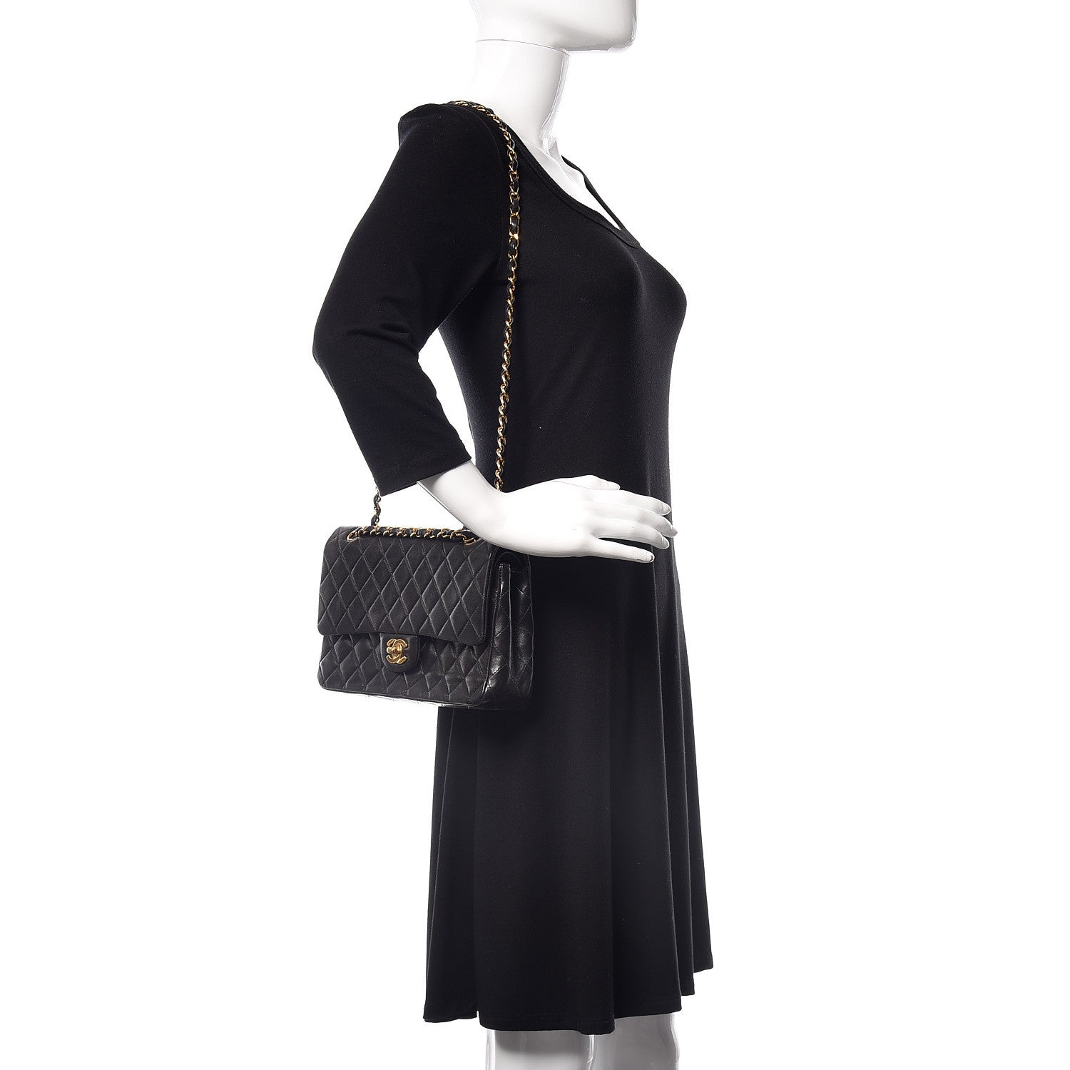 Chanel Lambskin Quilted Medium Double Flap Black 2 of 9