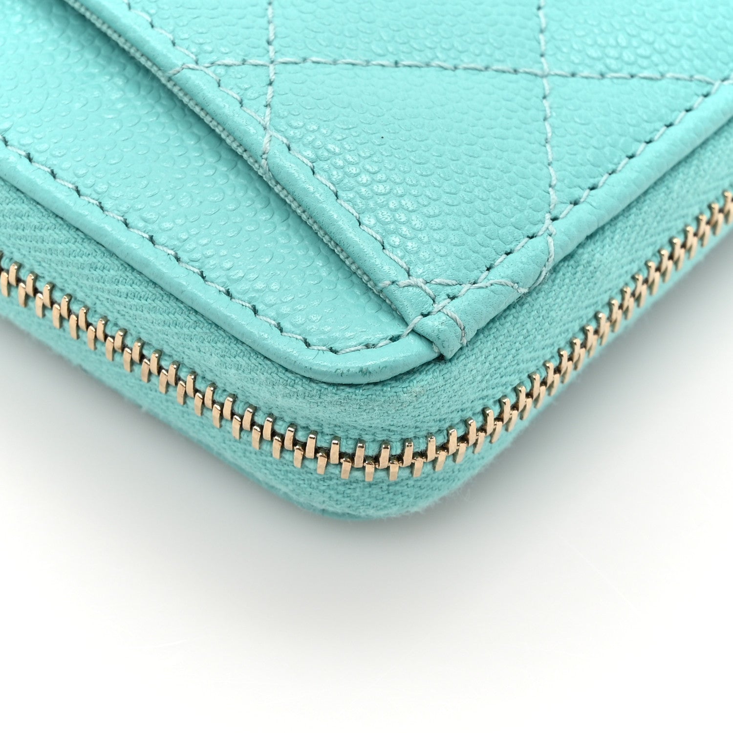 Chanel Caviar Quilted Zip Coin Purse Turquoise 11 of 12