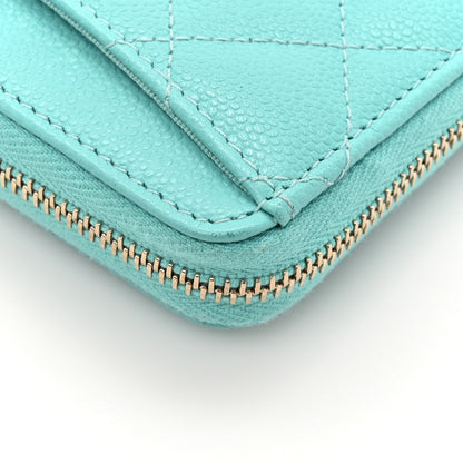 Chanel Caviar Quilted Zip Coin Purse Turquoise 11 of 12