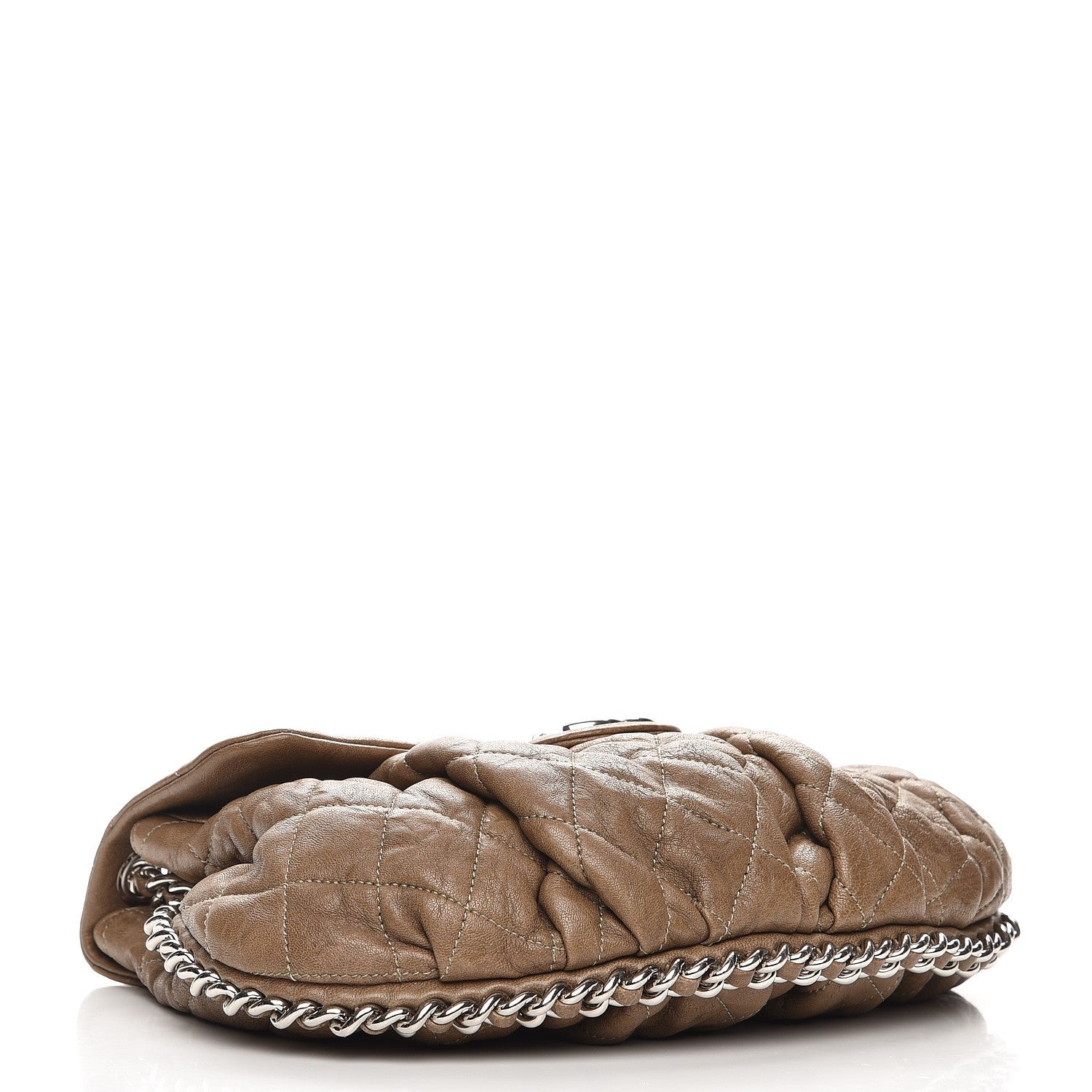 Chanel Crumpled Lambskin Quilted Medium Chain Around Flap Light Khaki 4 of 8