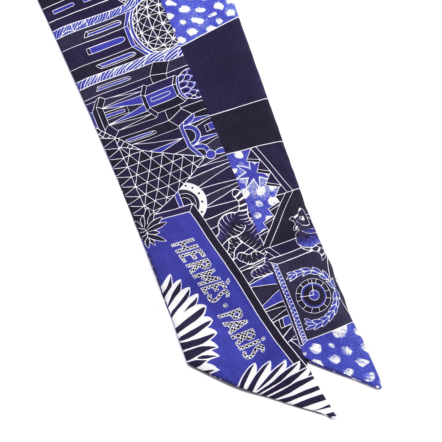 Hermes Silk Animapolis Plumetis Twilly Marine Bleu Royal 2 of 4
