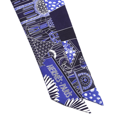 Hermes Silk Animapolis Plumetis Twilly Marine Bleu Royal 2 of 4
