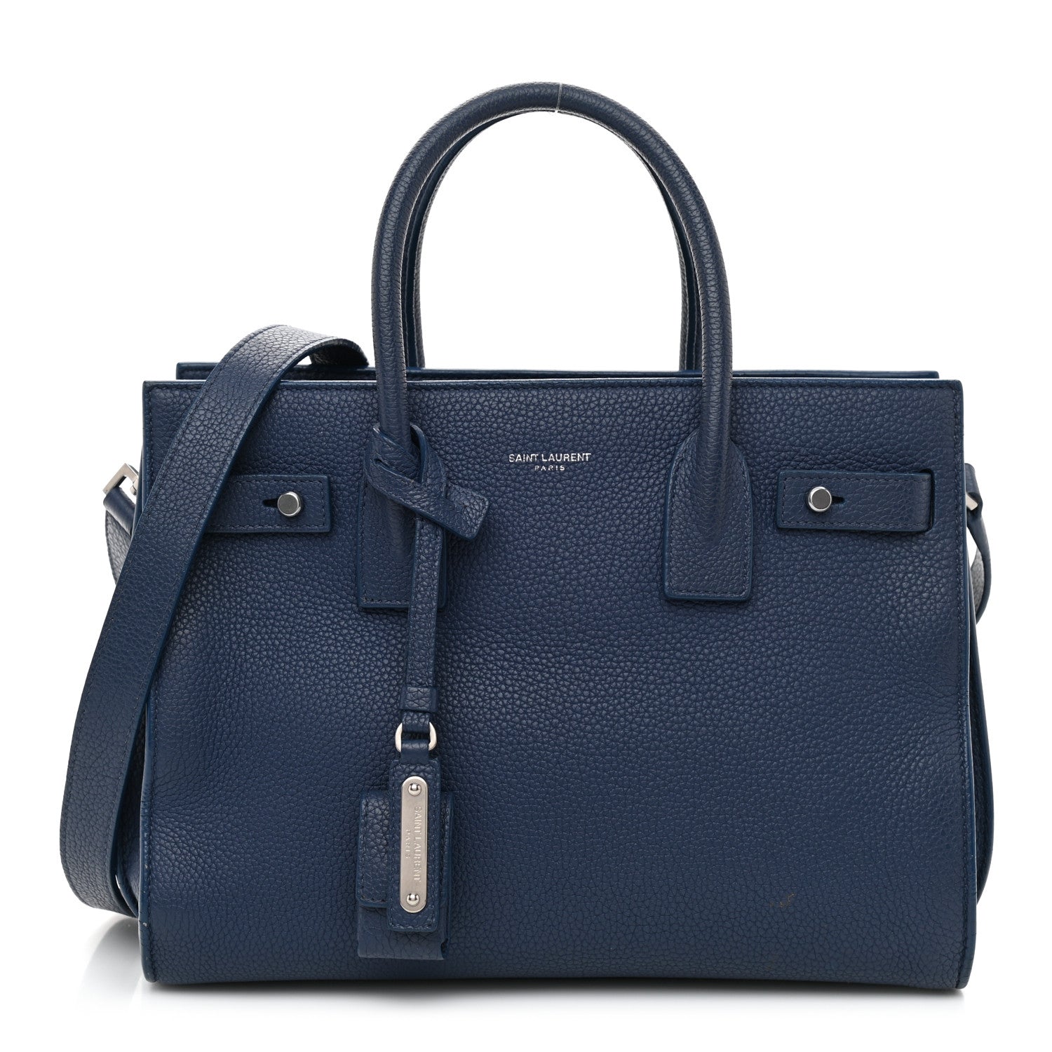 Saint Laurent Grained Calfskin Baby Sac De Jour Souple Denim 1 of 12