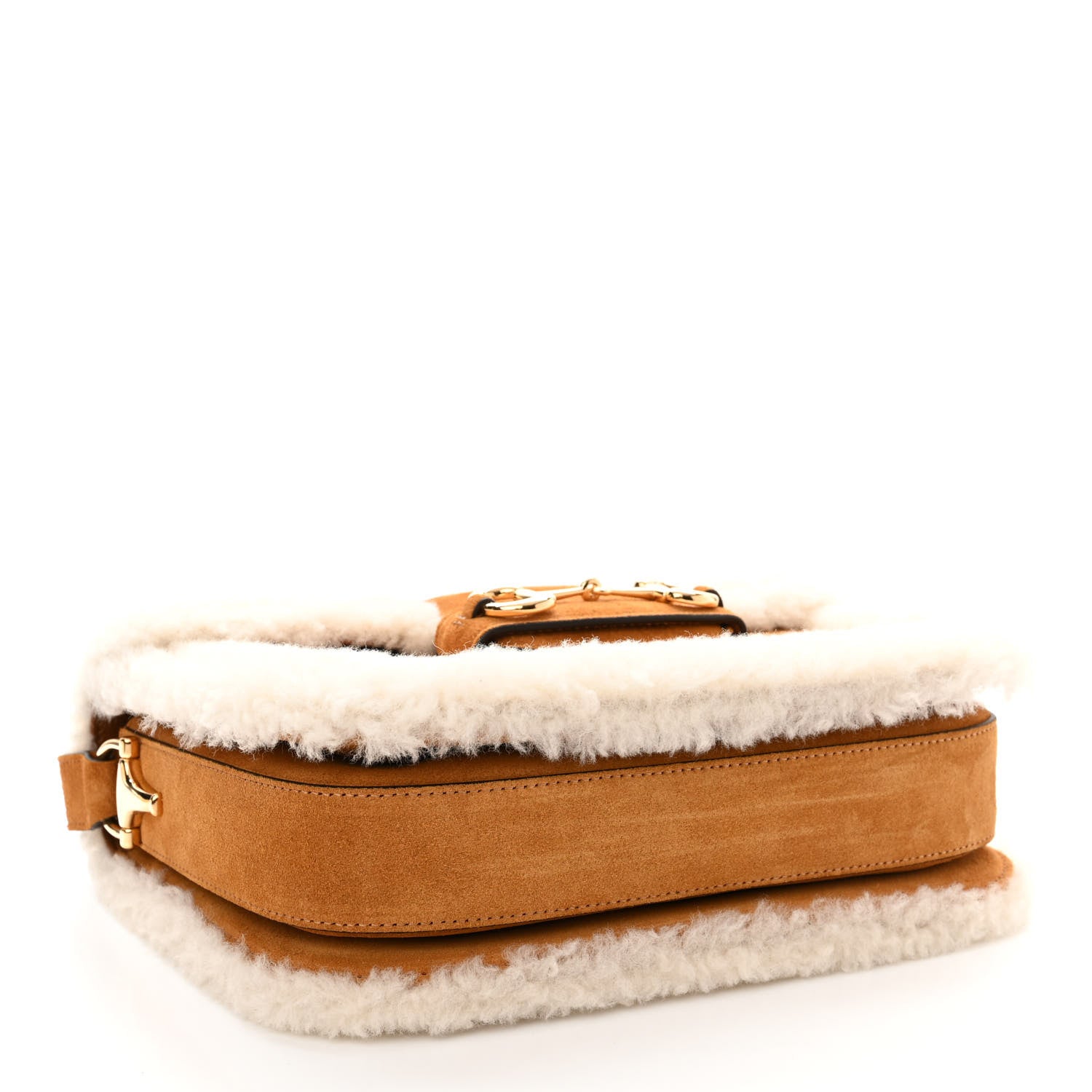 Gucci Suede Shearling Horsebit 1955 Shoulder Bag Brown 4 of 10