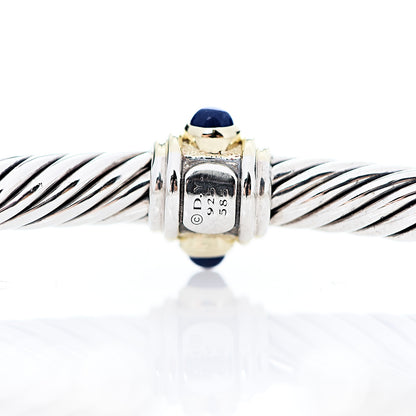 David Yurman Sterling Silver 14K Yellow Gold Blue Topaz Lapis Lazuli 5mm Cable Renaissance Station Bracelet 3 of 3