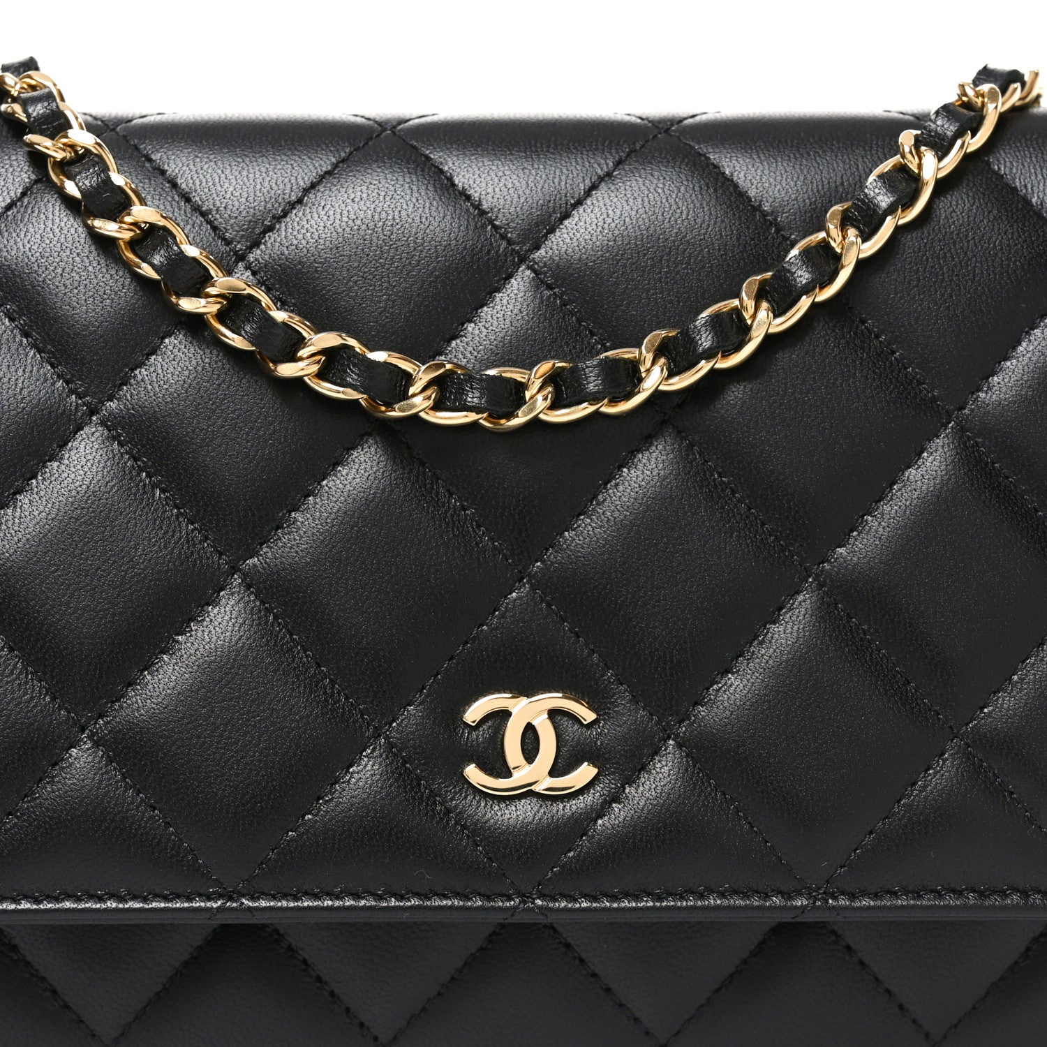 Chanel Lambskin Quilted Wallet On Chain WOC Black 9 of 11