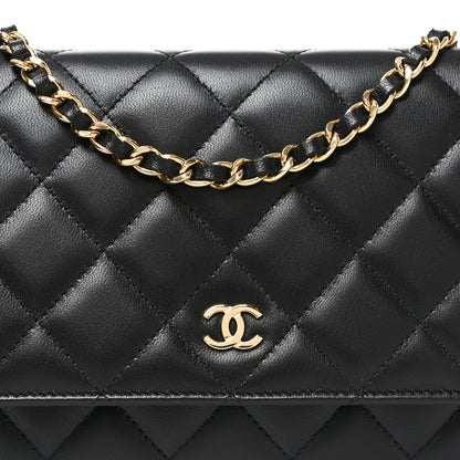 Chanel Lambskin Quilted Wallet On Chain WOC Black 9 of 11