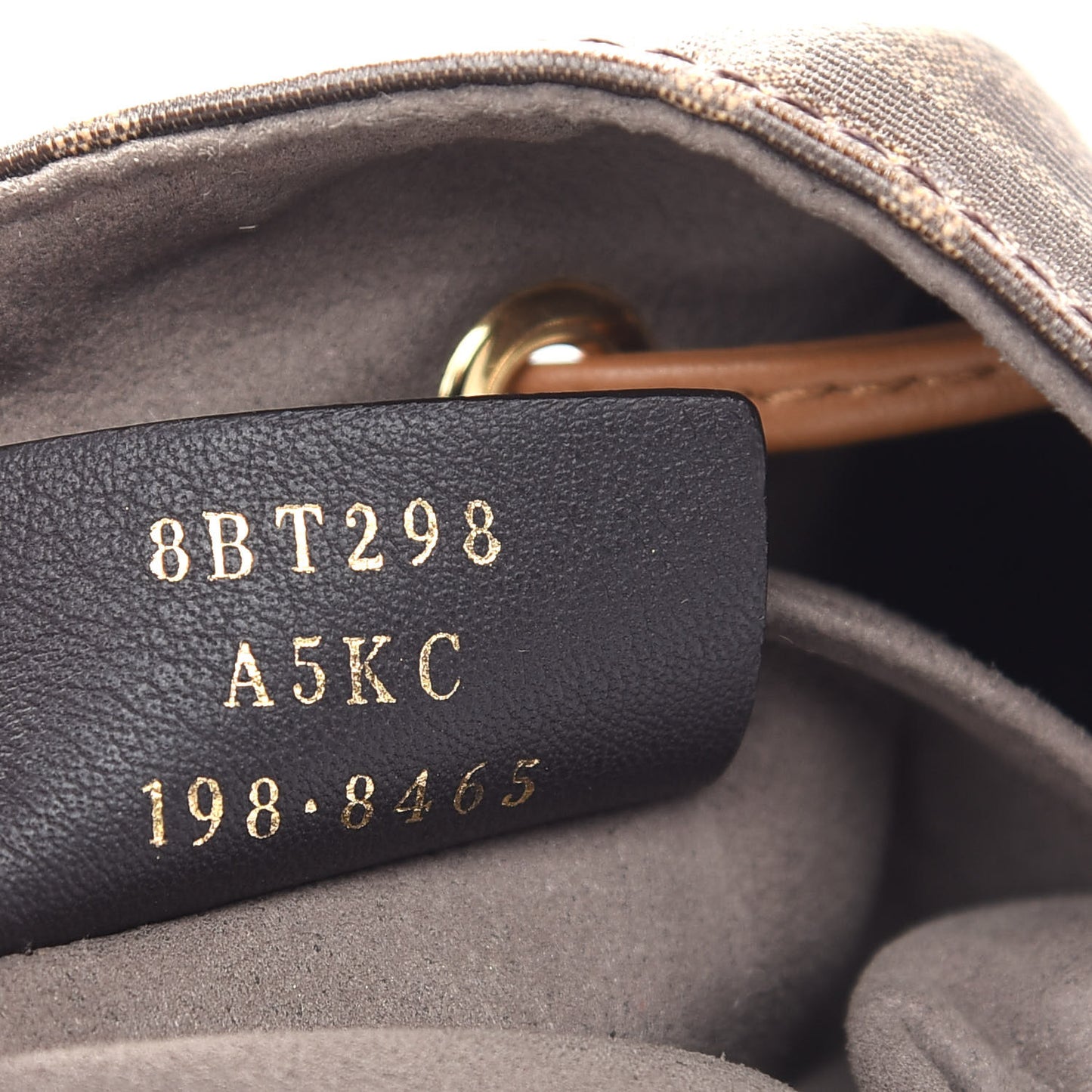 Glazed Fabric Vitello Grace F is Fendi FF 1974 Stamp Patch Grande Mon Tresor Bucket Bag Mogano Panna Nocciola