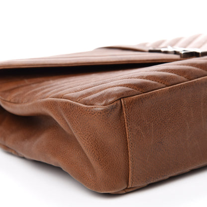 Saint Laurent Calfskin Matelasse Chevron Monogram Large College Bag Cognac 6 of 15