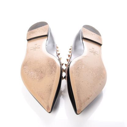 Valentino Garavani Patent Rockstud Ballerina Flats 39 Black Poudre 7 of 10