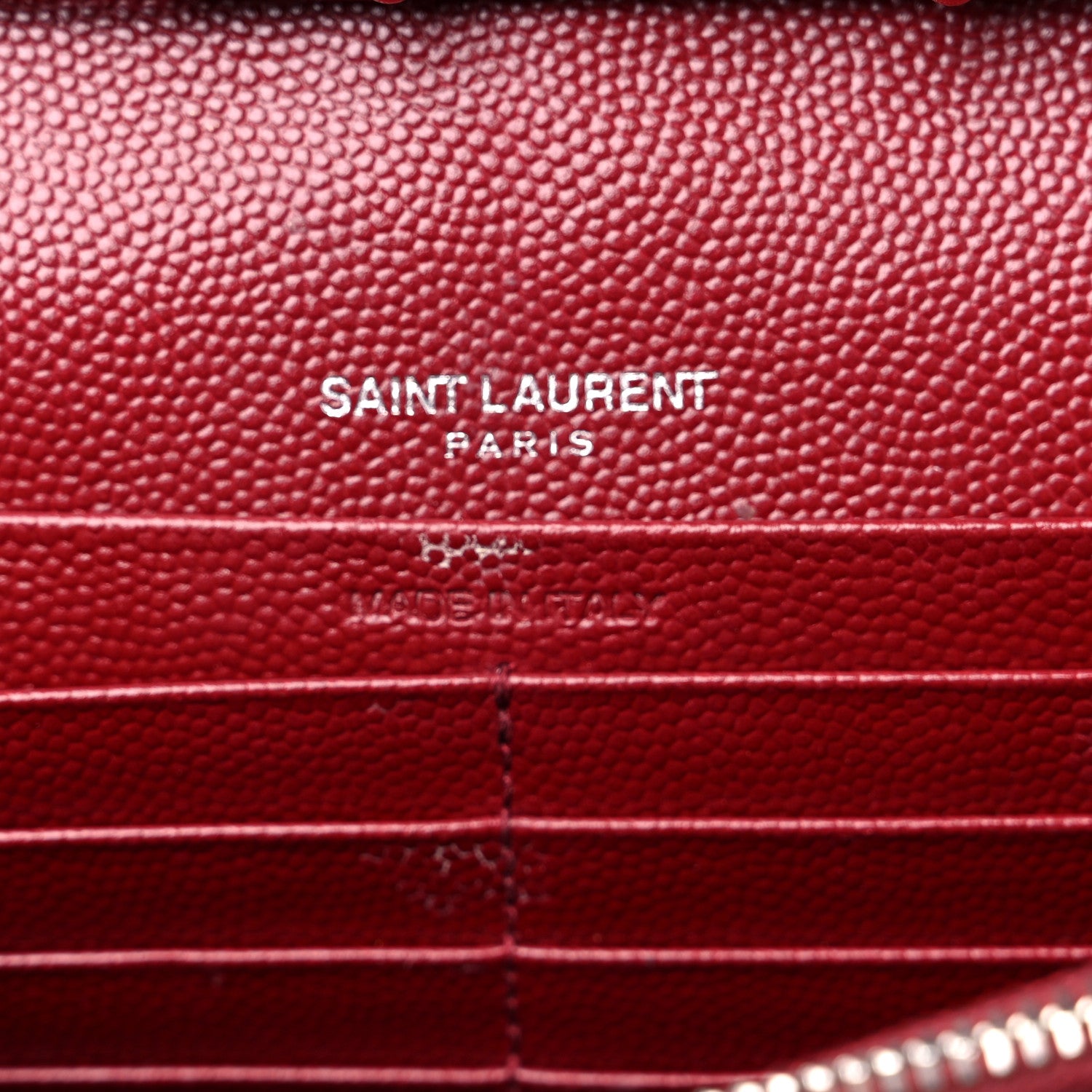 Saint Laurent Grain De Poudre Matelasse Chevron Monogram Chain Wallet Palissandre 6 of 14