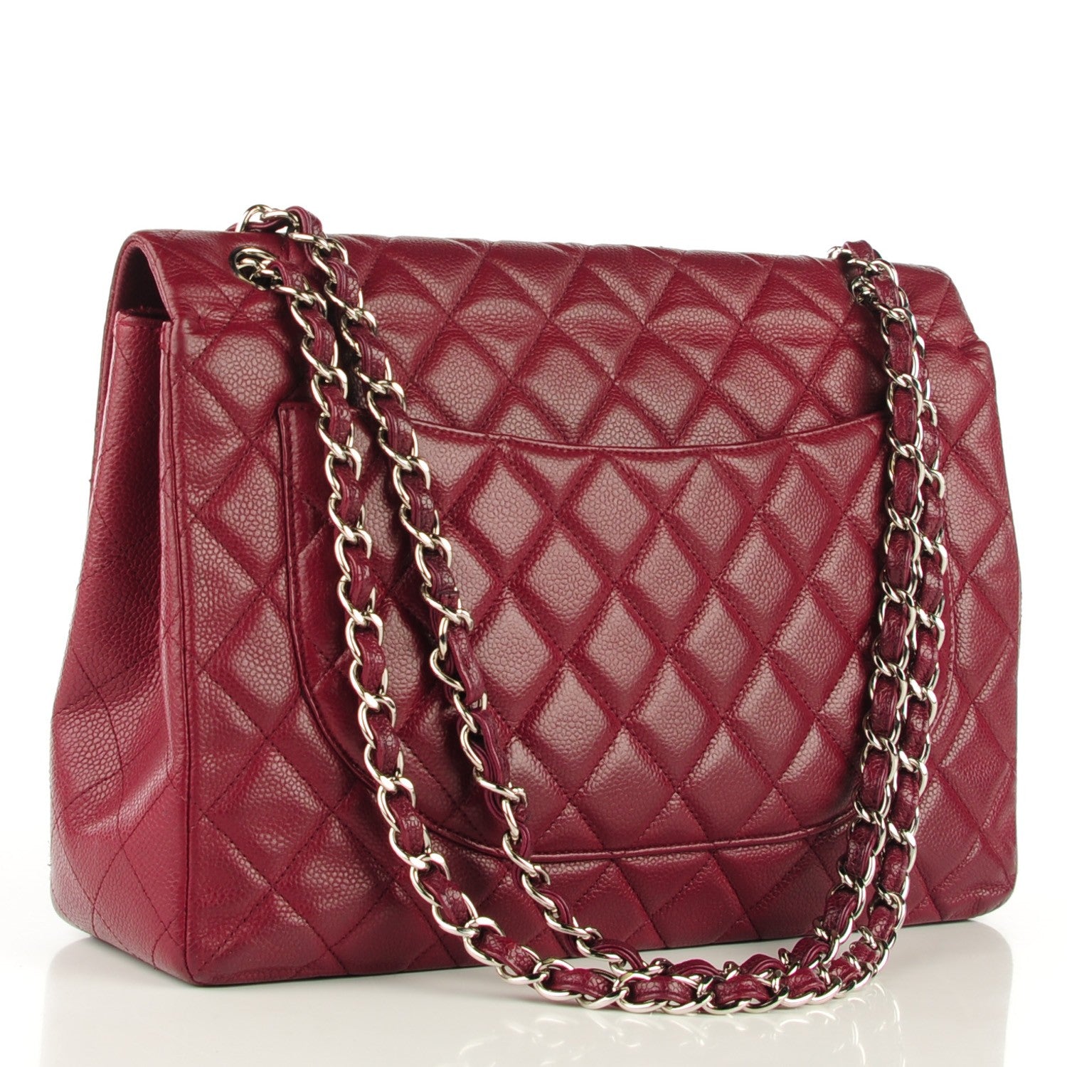 Chanel Caviar Maxi Single Flap Dark Red 3 of 9