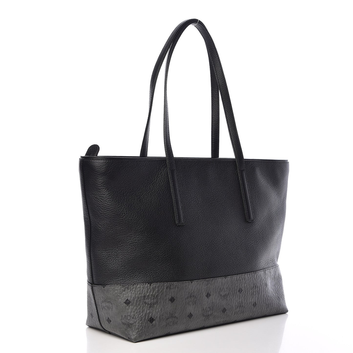 Calfskin Visetos Anya Shopper Tote Black