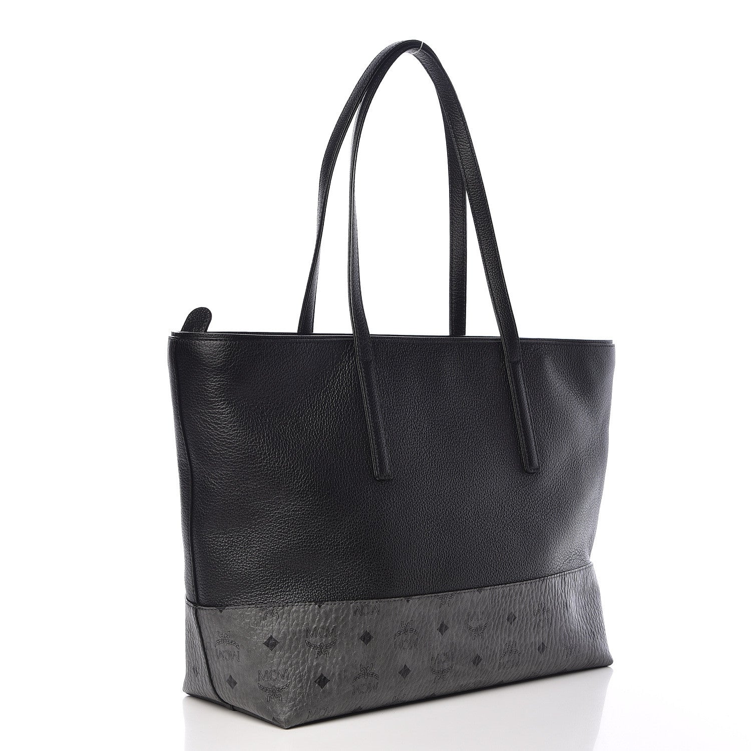 MCM Calfskin Visetos Anya Shopper Tote Black 3 of 9