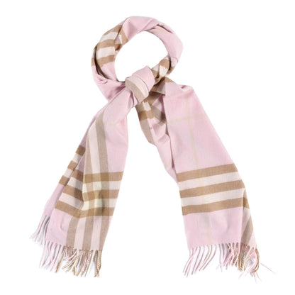 Burberry Cashmere Check Fringe Scarf Pink 1 of 3