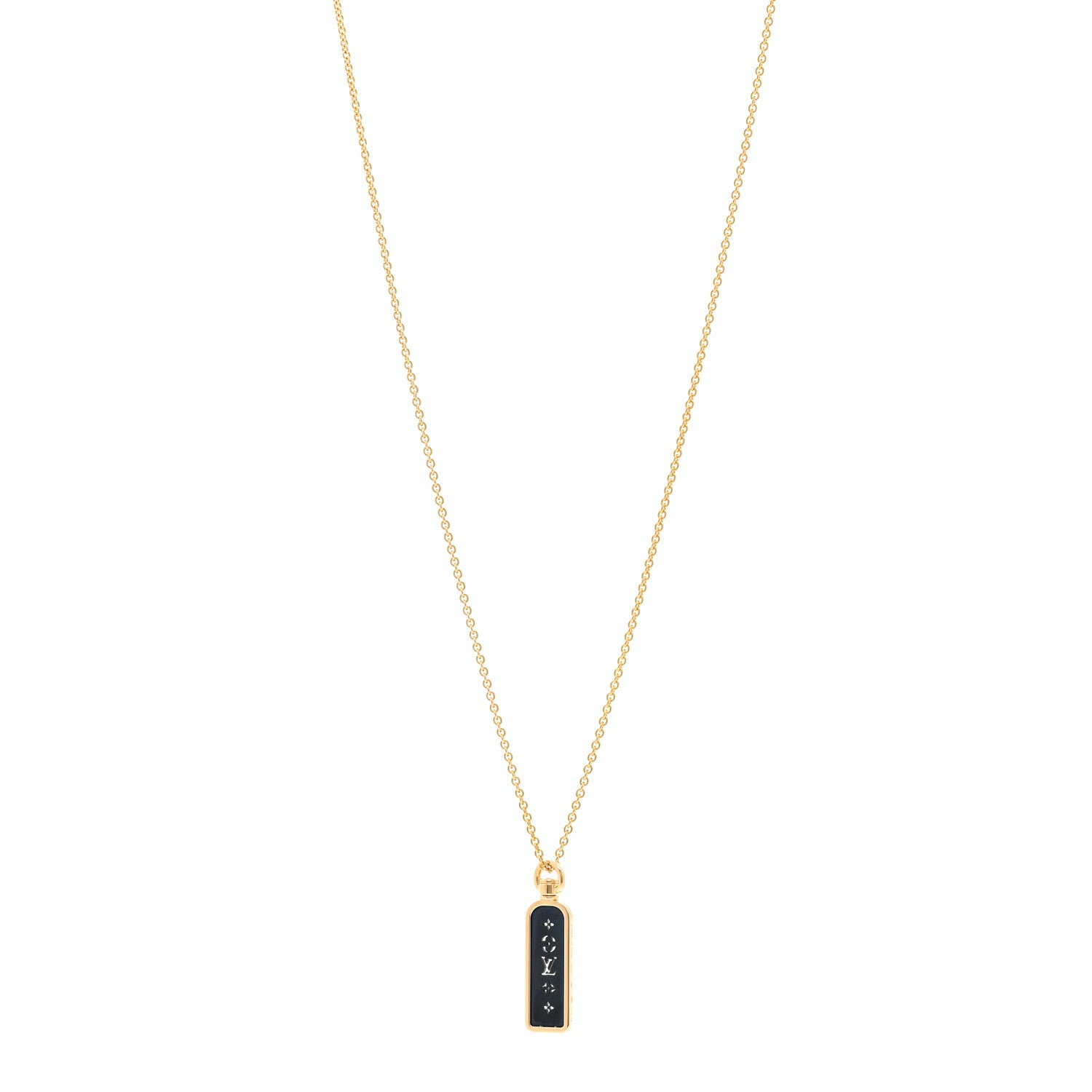 Louis Vuitton 18K Yellow Gold Blue Titanium Small Les Gastons Tag Pendant Necklace 1 of 5