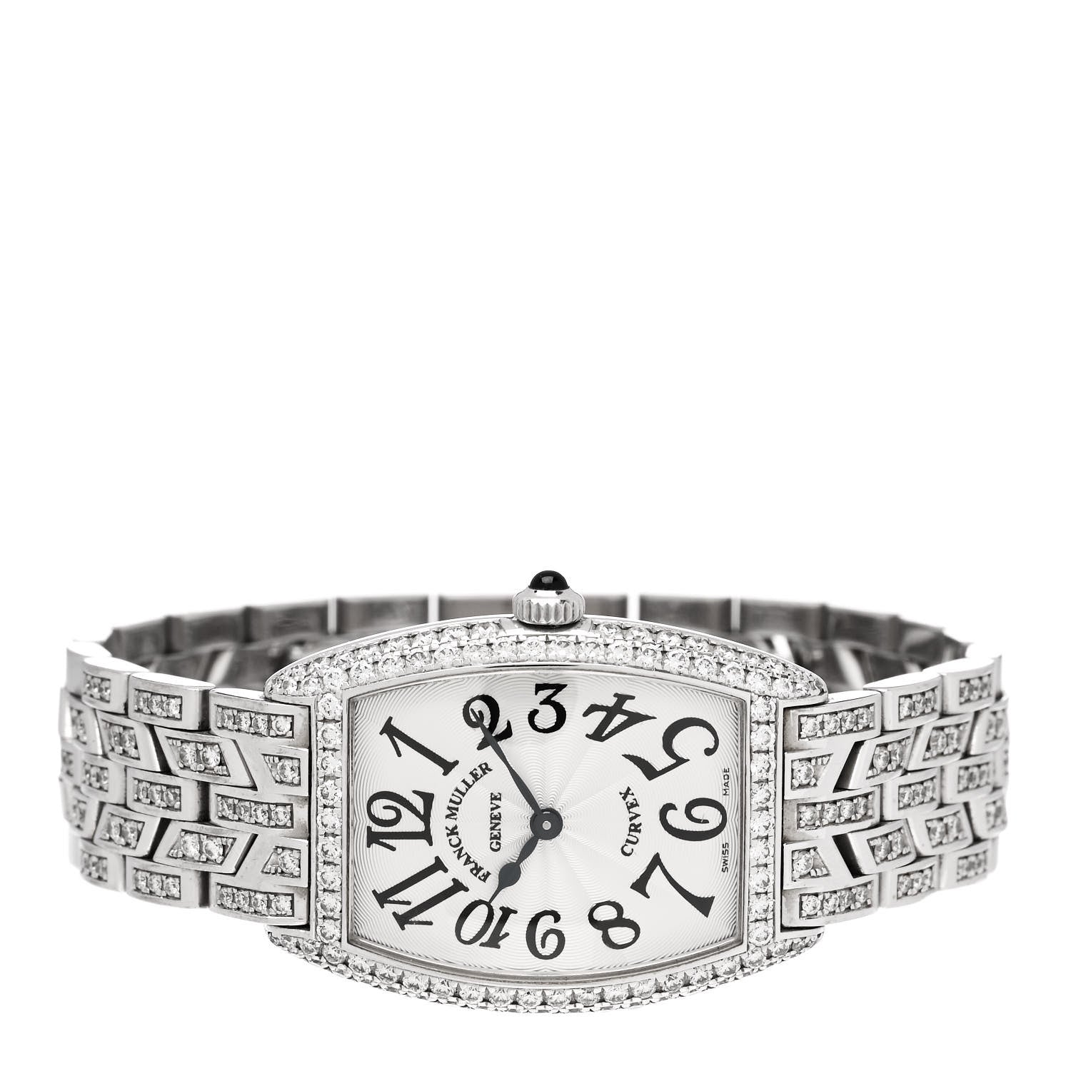 Franck Muller 18K White Gold Diamond 25mm Cintree Curvex Quartz Watch 1752QZD 2 of 5