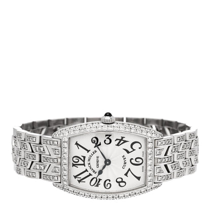 Franck Muller 18K White Gold Diamond 25mm Cintree Curvex Quartz Watch 1752QZD 2 of 5