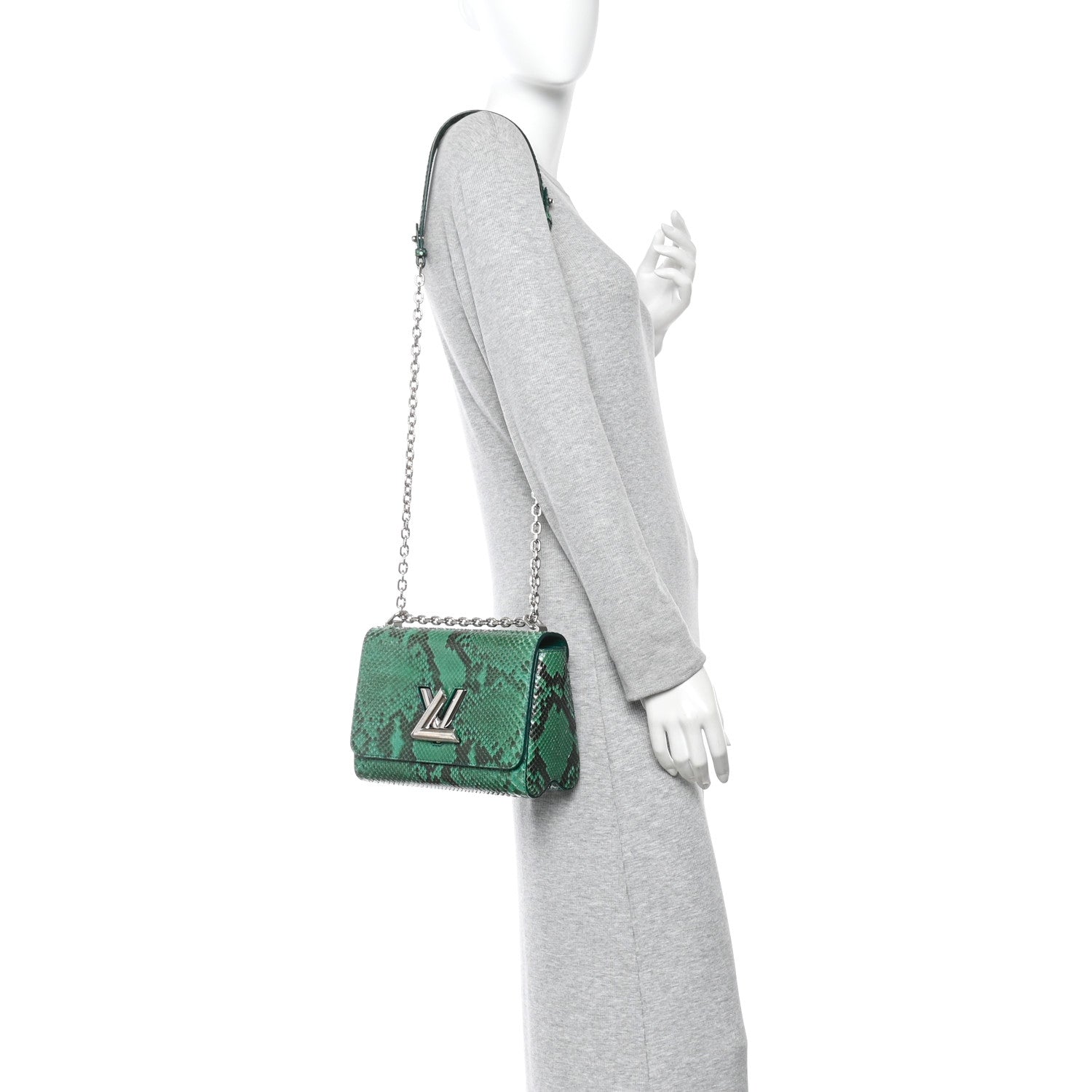 Louis Vuitton Snakeskin Twist Shoulder Bag MM Green 2 of 11