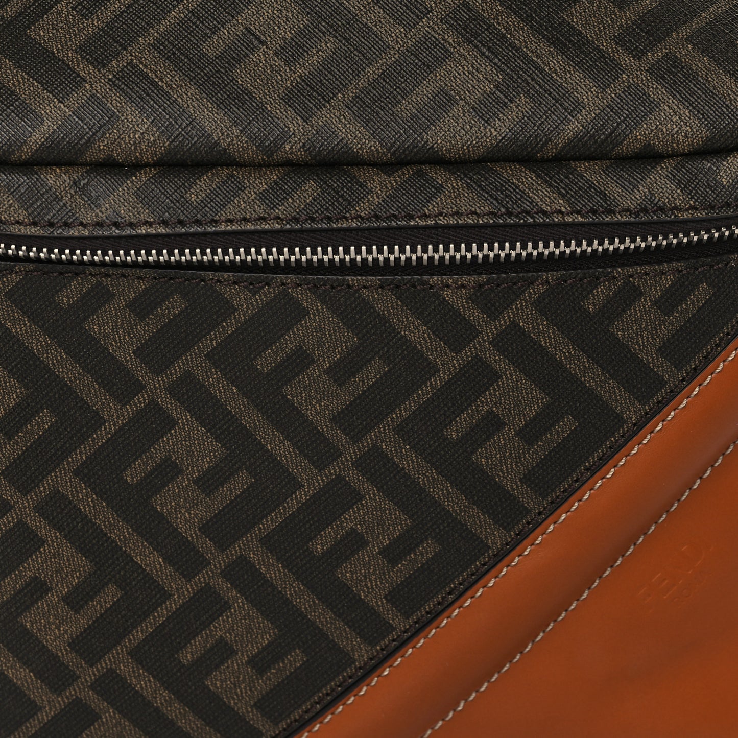 Glazed Fabric Vitello King FF 1974 Diagonal Belt Bag Tobacco Moro Cuoio