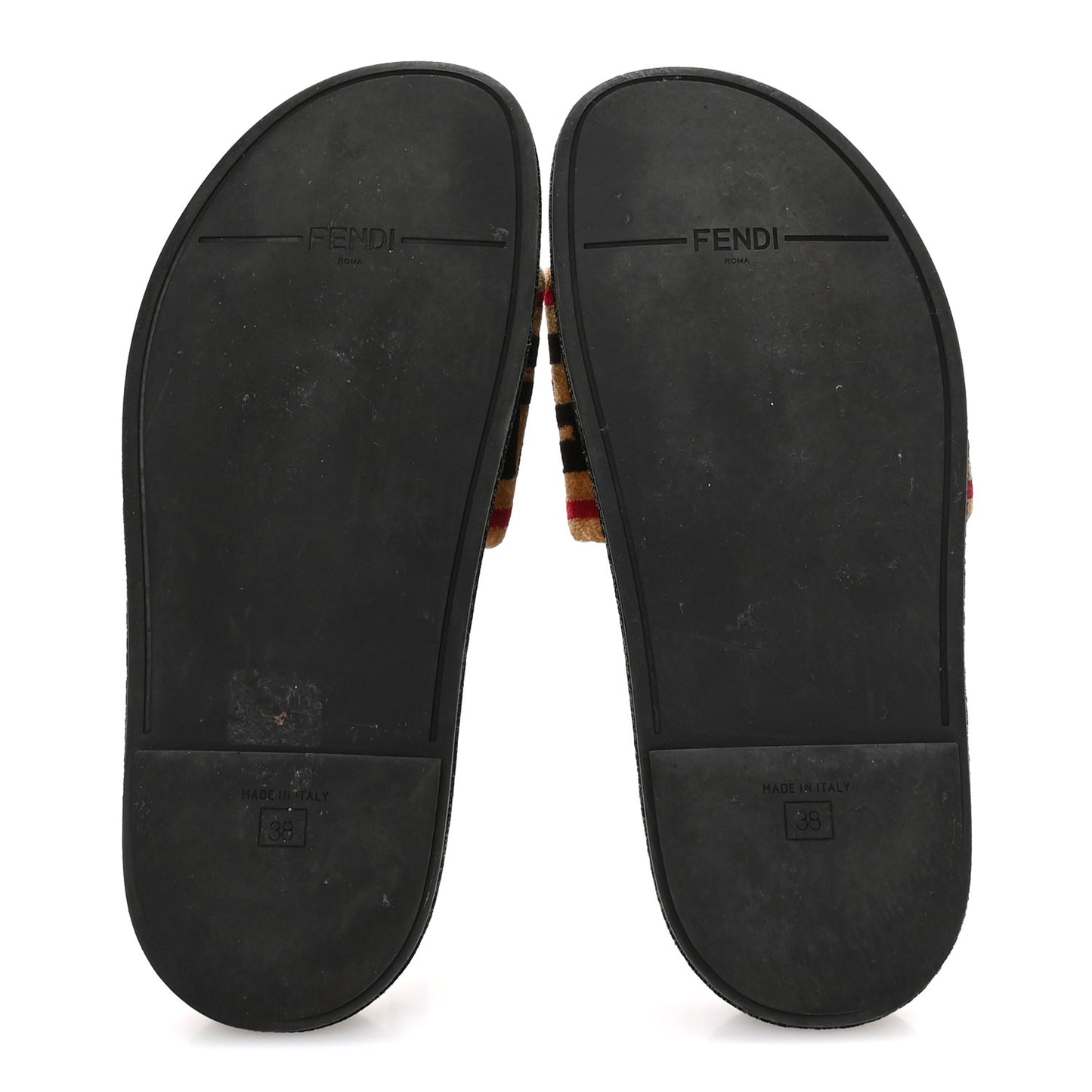 Velvet FF Flat Slide Sandals 38 Testa Di Moro Tobacco Fragola