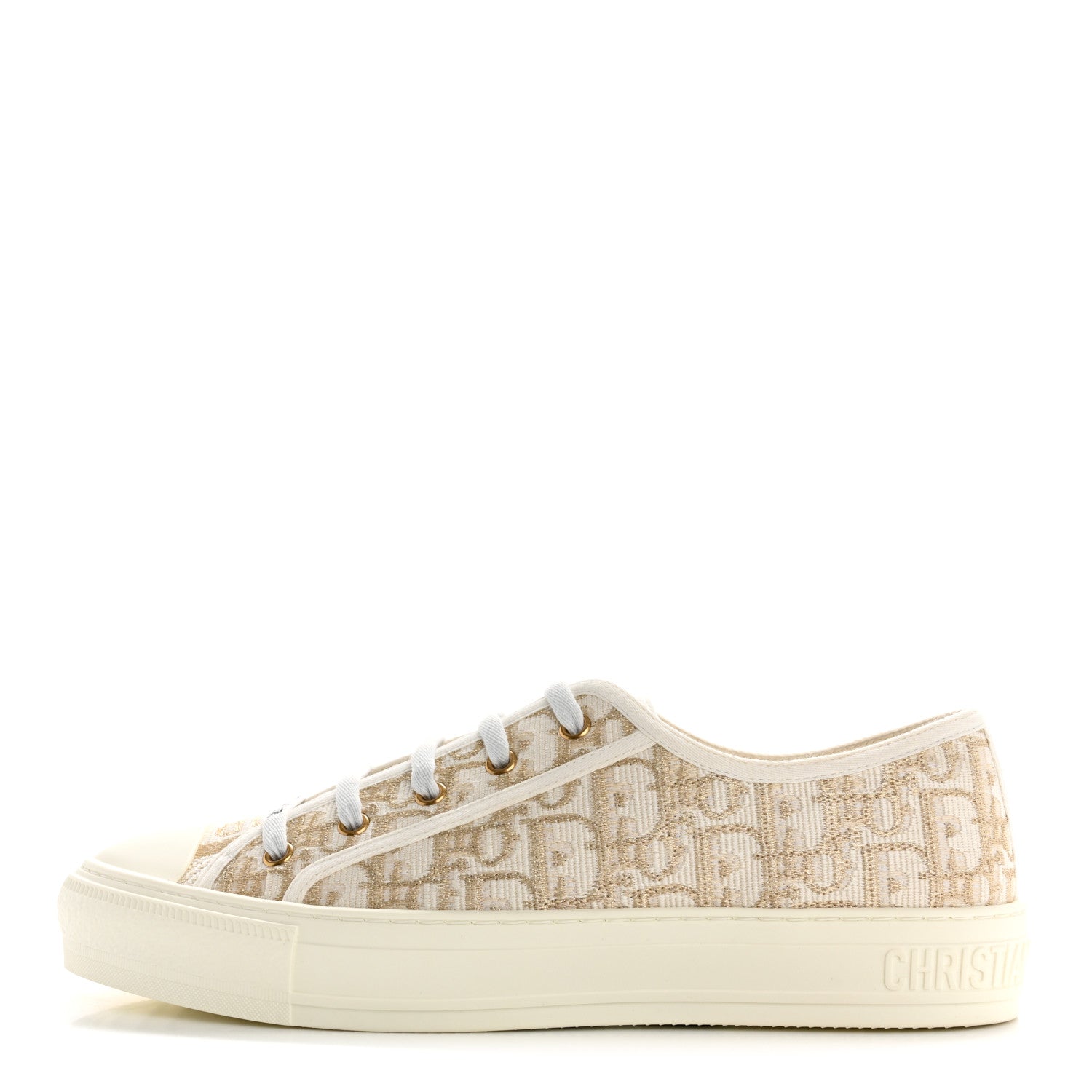 Christian Dior Canvas Oblique Walk'N'Dior Low Top Sneakers 41 Pale Gold 1 of 9