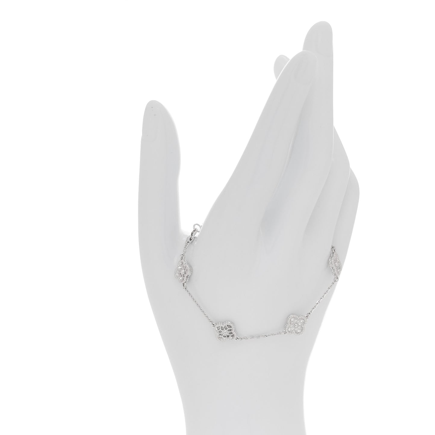 18K White Gold Diamond 6 Motifs Sweet Alhambra Bracelet
