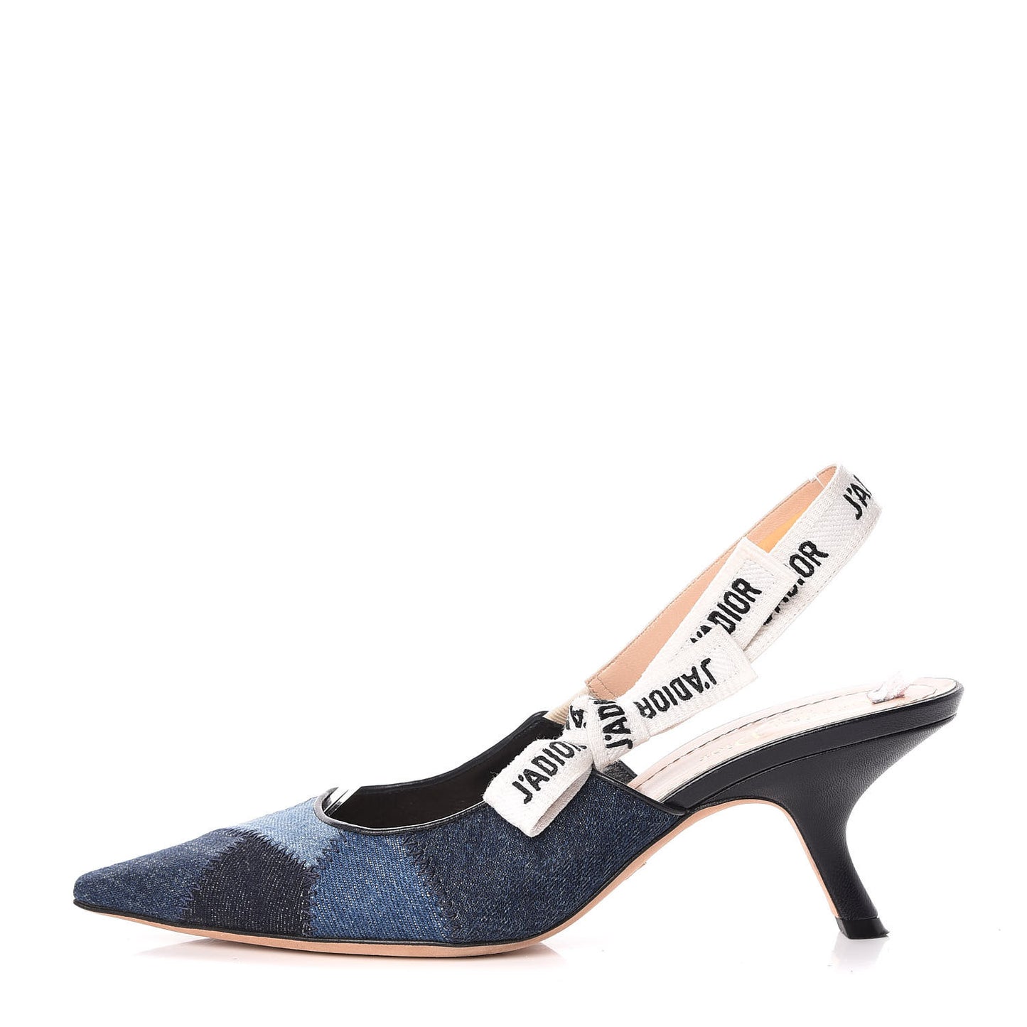 Denim Ribbon Patchwork J'Adior Slingback 65mm Pumps 39.5 Deep Blue
