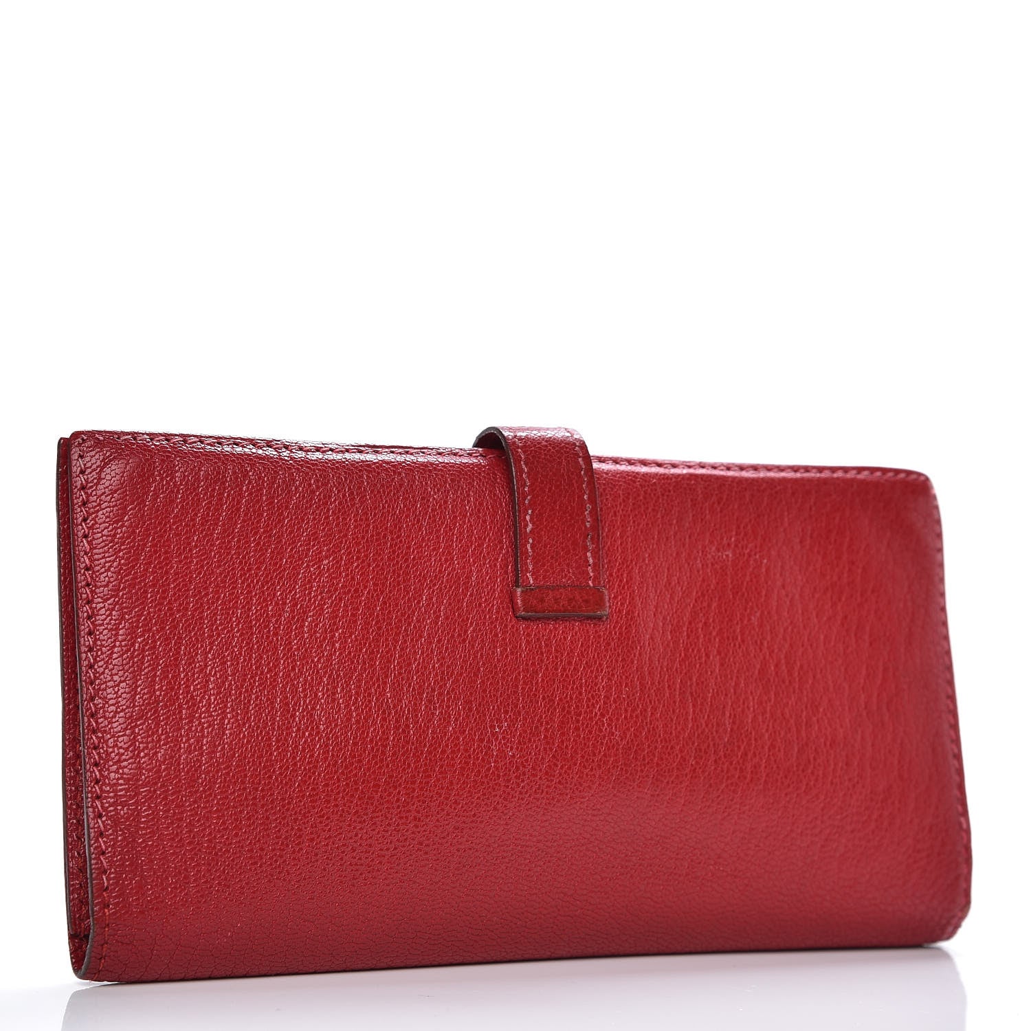 Hermes Chevre Mysore Bearn Gusset Wallet Rouge Casaque 3 of 12