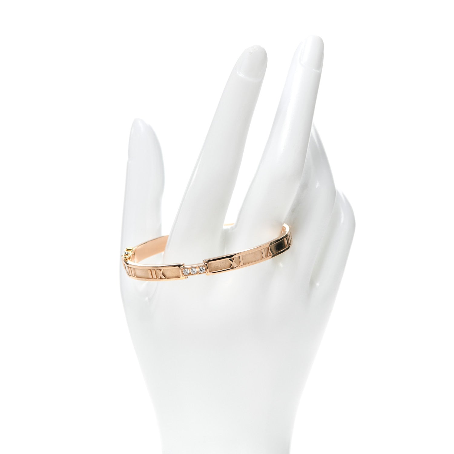 Tiffany 18K Rose Gold Diamond Atlas Closed Hinged Bangle Bracelet 2 of 6