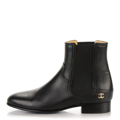 Chanel Calfskin Elastic Short Boots 38 Black 1 of 8