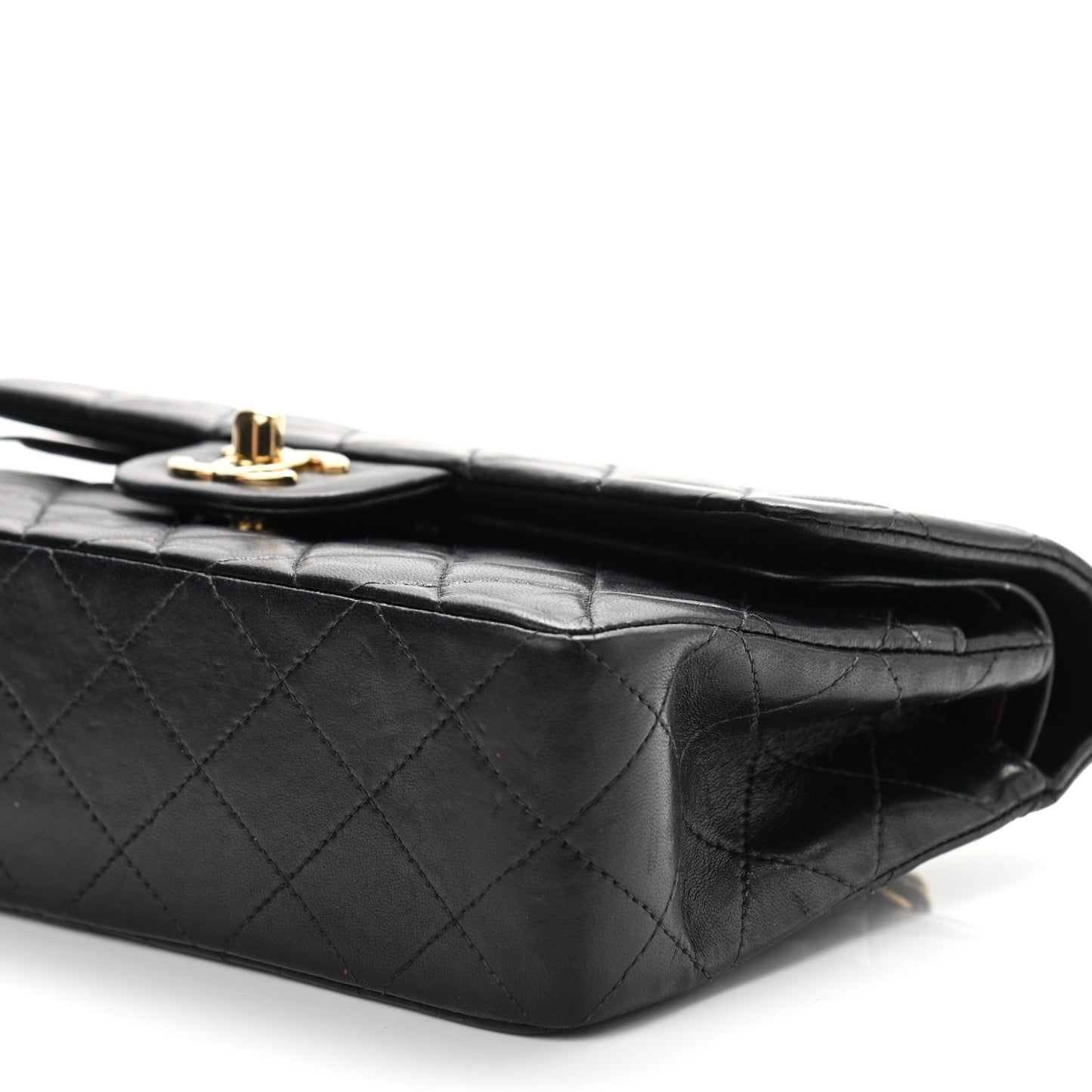 Lambskin Quilted Small Double Flap Black