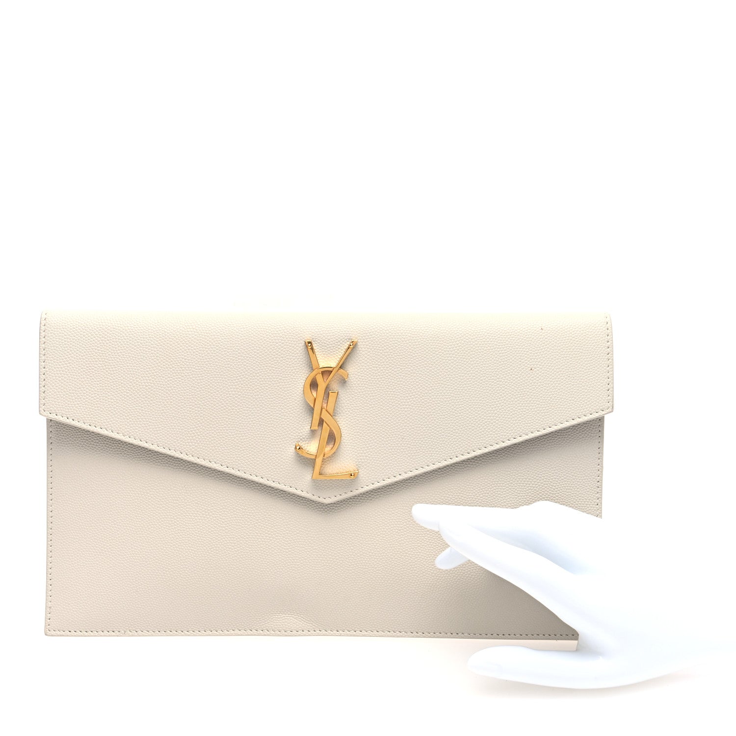 Saint Laurent Grain De Poudre Uptown Pouch Blanc Vintage 2 of 8