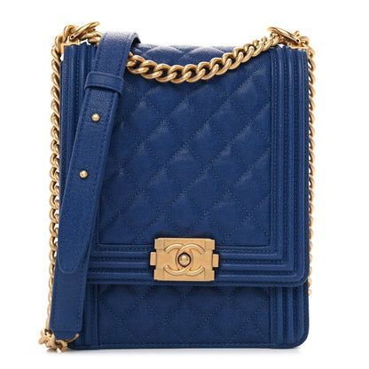 Chanel Caviar Quilted North South Boy Flap Blue 1 of 10