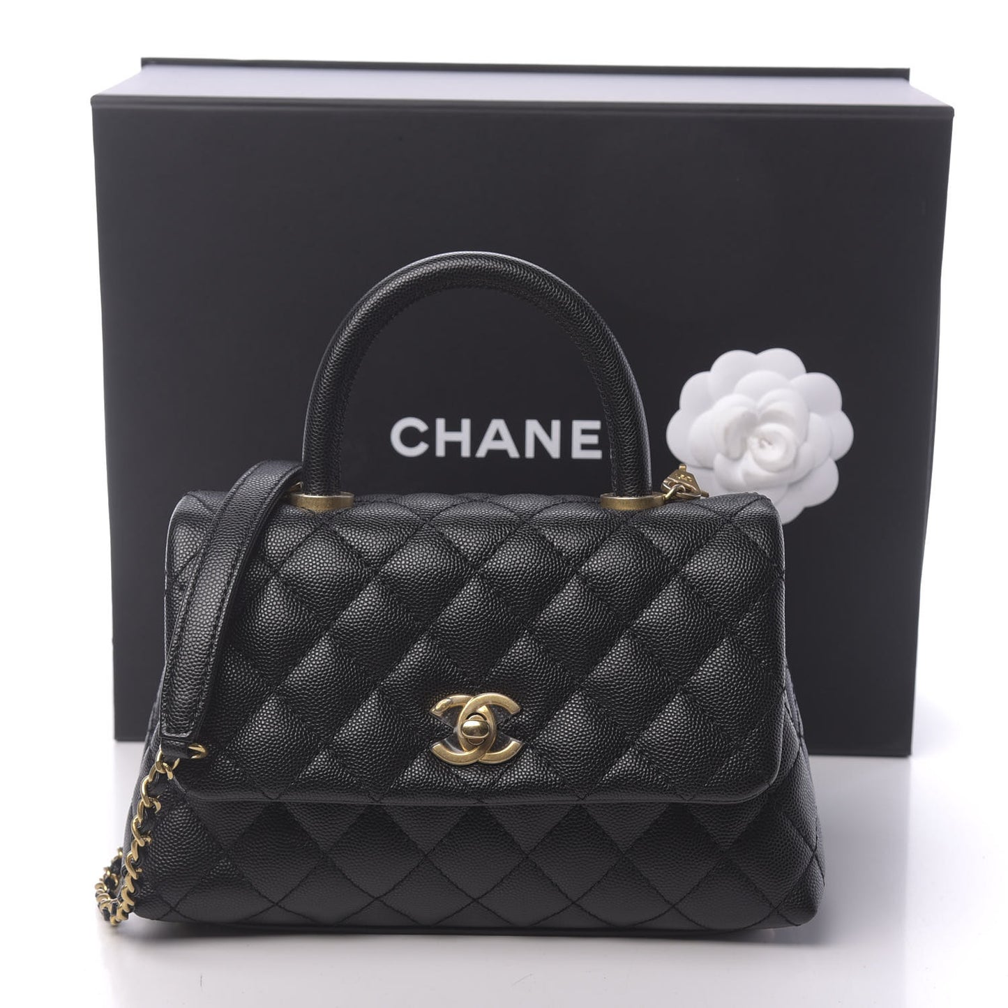 Caviar Quilted Mini Coco Handle Flap Black