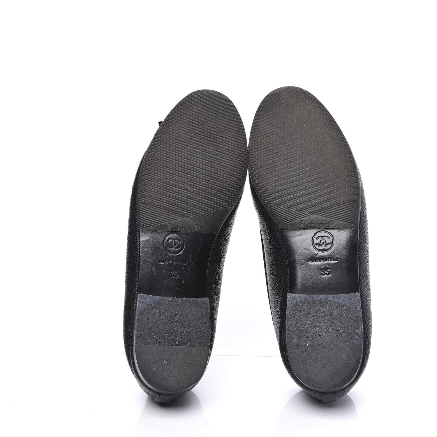 Chanel Caviar CC Cap Toe Ballerina Flats 35 Black 5 of 8