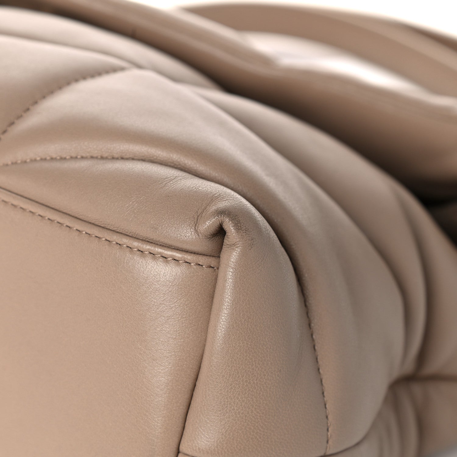Saint Laurent Lambskin Quilted Medium Loulou Puffer Monogram Chain Satchel Dark Beige 10 of 16