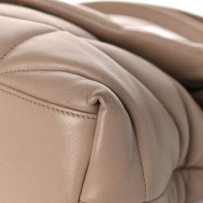 Saint Laurent Lambskin Quilted Medium Loulou Puffer Monogram Chain Satchel Dark Beige 10 of 16