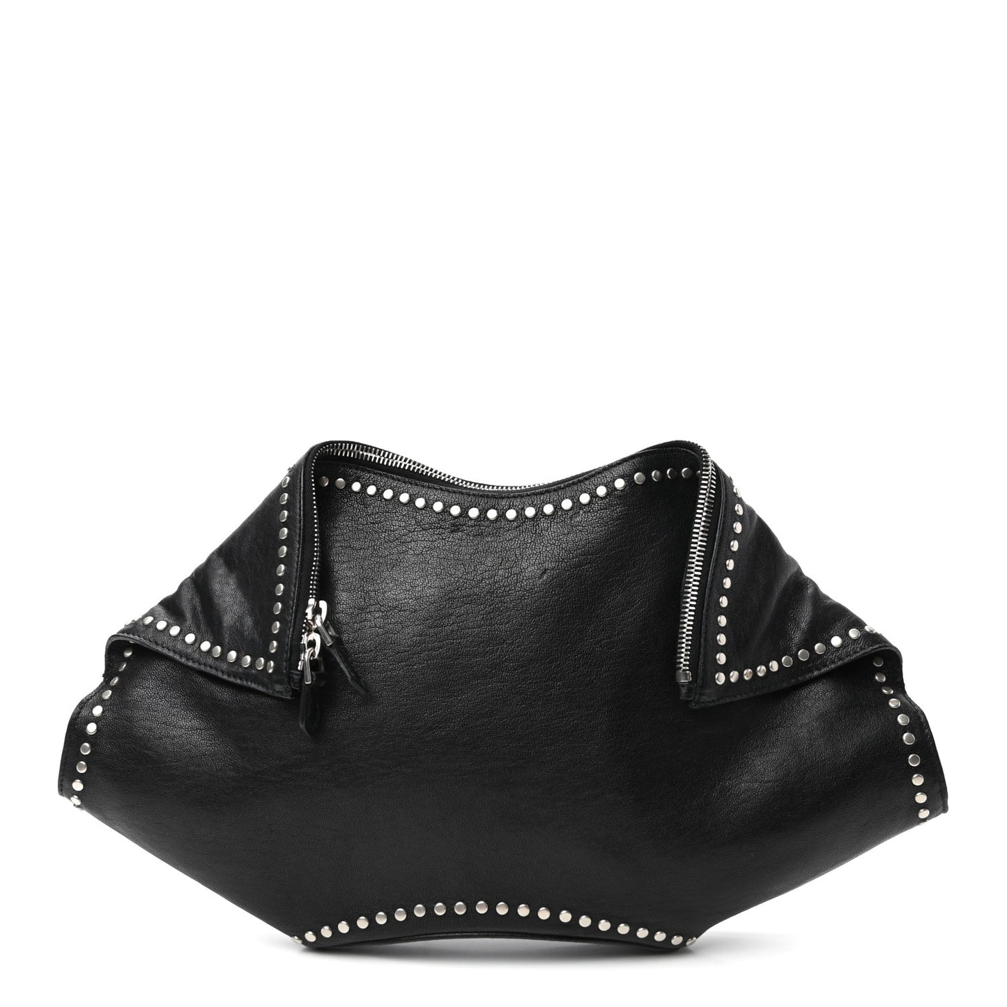 Calfskin Studded De Manta Clutch Black