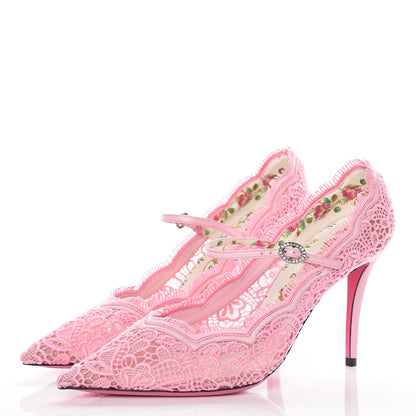 Gucci Lace Pizzo Venice Pumps 39.5 Sugar Pink 3 of 8