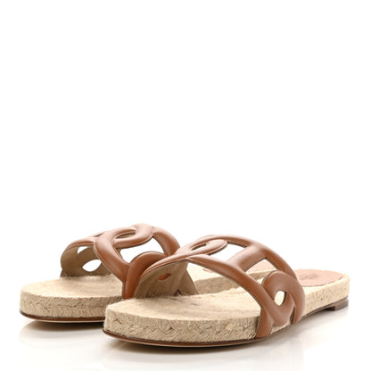 Hermes Nappa Famosa Espadrille Sandals 39 Naturel 3 of 8