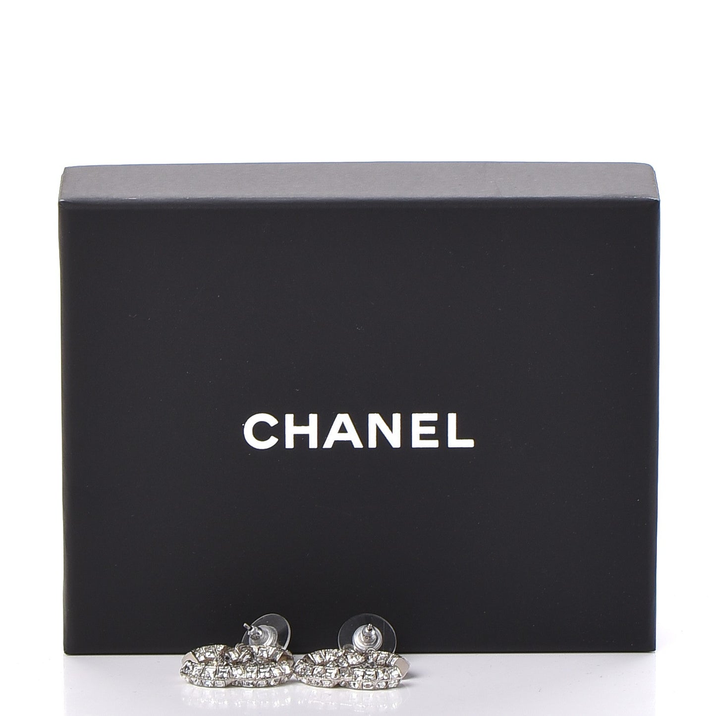 Baguette Crystal CC Dangle Earrings Silver