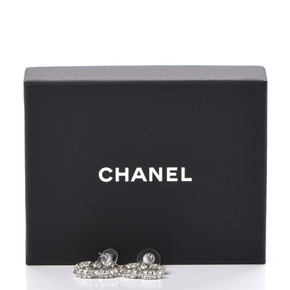 Chanel Baguette Crystal CC Dangle Earrings Silver 5 of 5