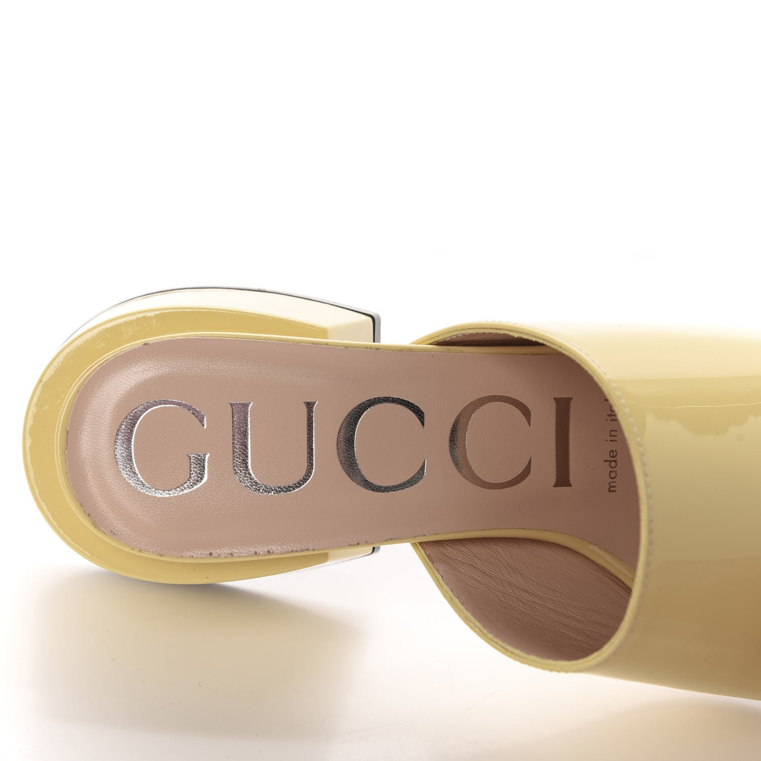 Gucci Patent Lexi Horsebit Mid-Heel Slide Sandals 35 Burro 7 of 11