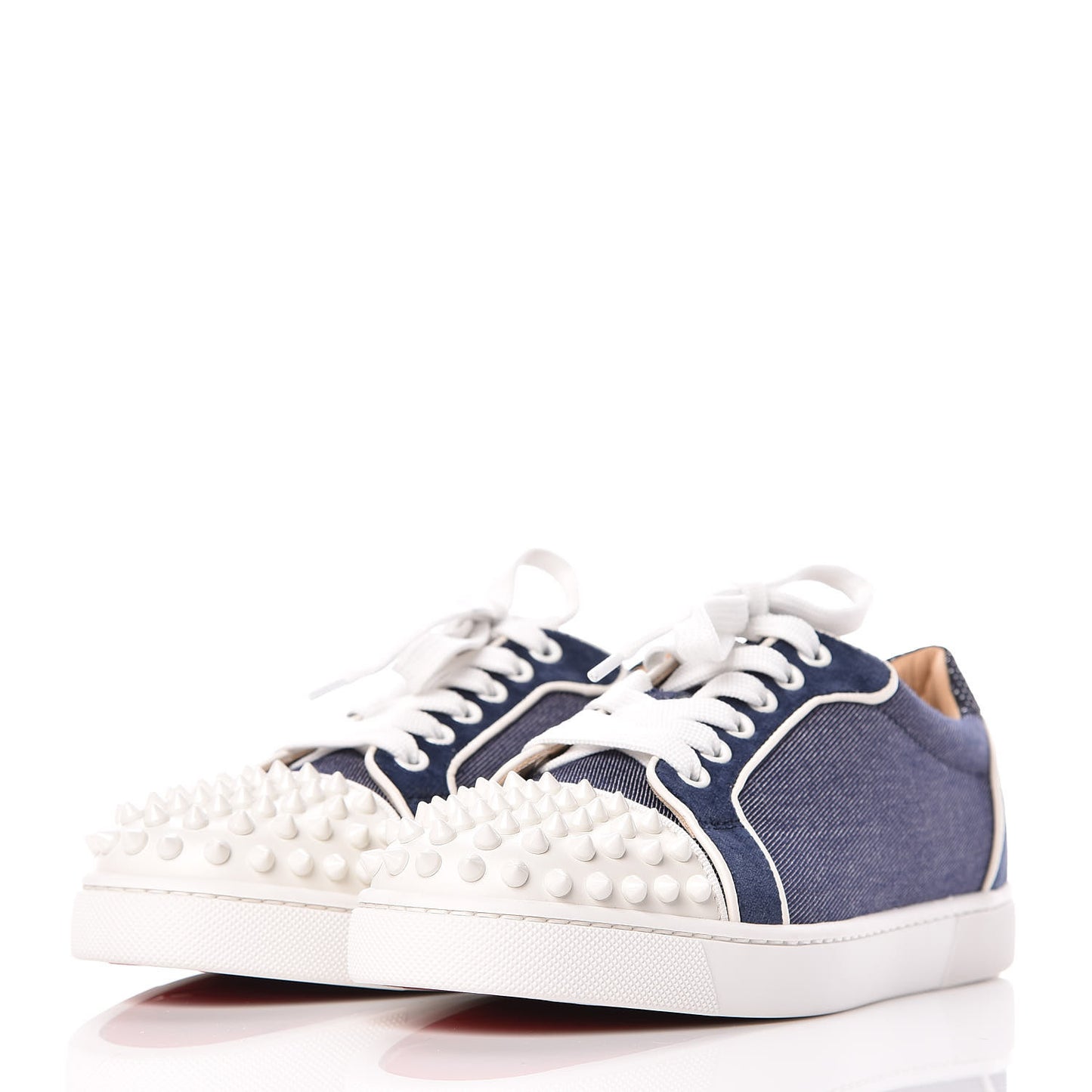 Denim Velours Spikes Vieira Flat Sneakers 36 Navy Latte