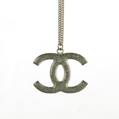 Chanel Baguette Crystal Glitter Large CC Necklace Silver 2 of 5