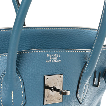 Hermes Taurillon Clemence Birkin 35 Blue Jean 7 of 10