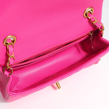 Chanel Lambskin Chevron Quilted Mini Rectangular Flap Fuchsia 6 of 9
