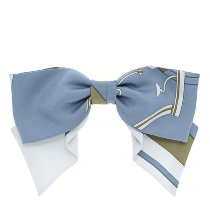 Hermes Silk Ex Libris Grenelle Hair Clip Bleu Cyclade 1 of 4